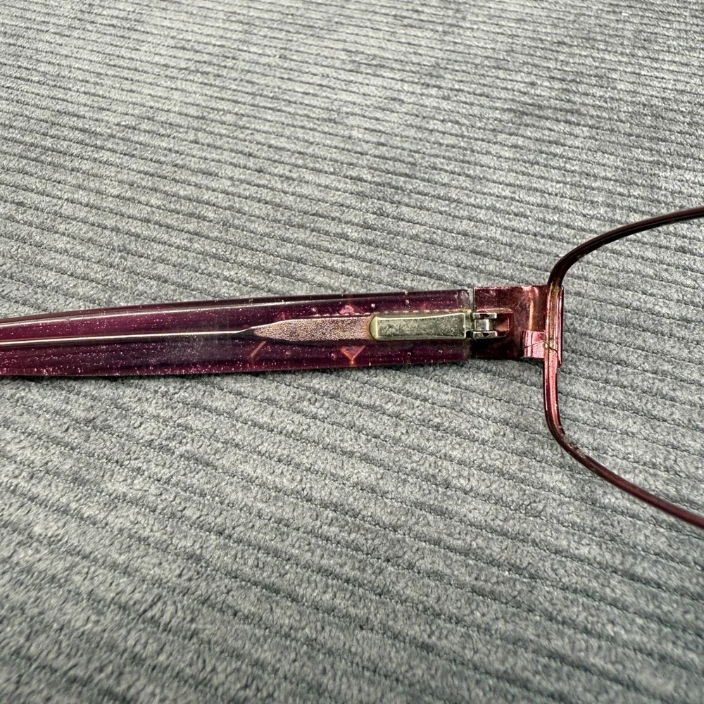 Bebe Burgundy Metal Rectangular Y2K Eyeglasses Purple Crystal Embellished Frames
